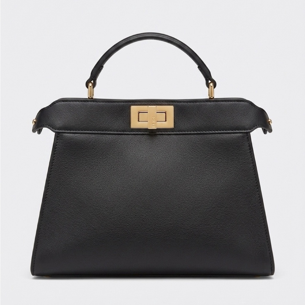 Fendi Black Leather Top-Handle Mini Bag with Gold Hardware